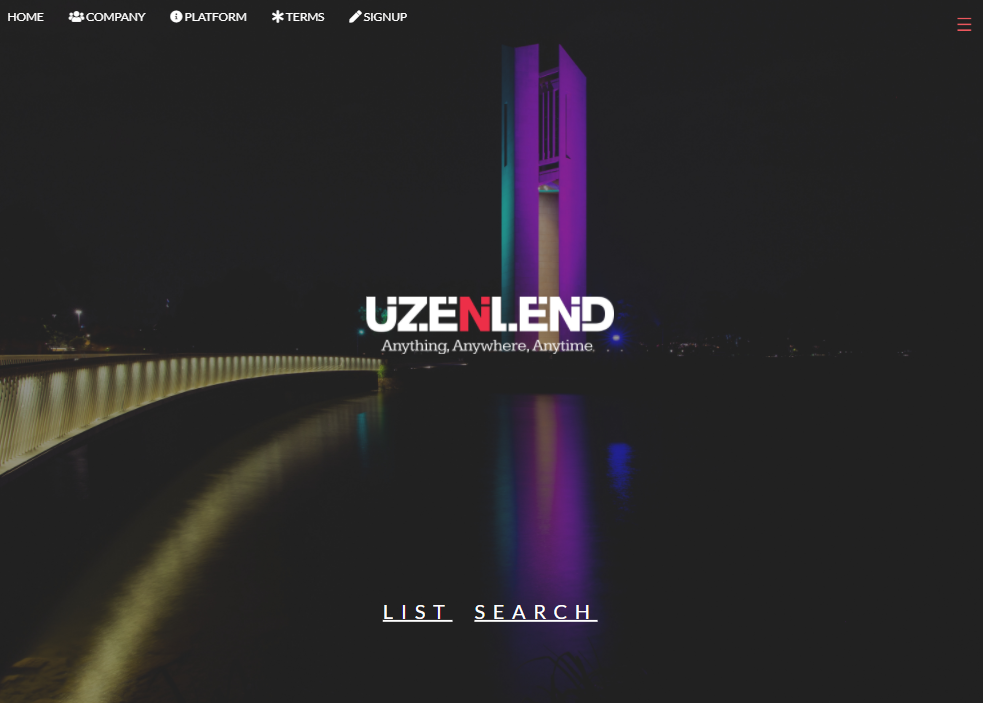 screenshot of website uzenlend.com main page